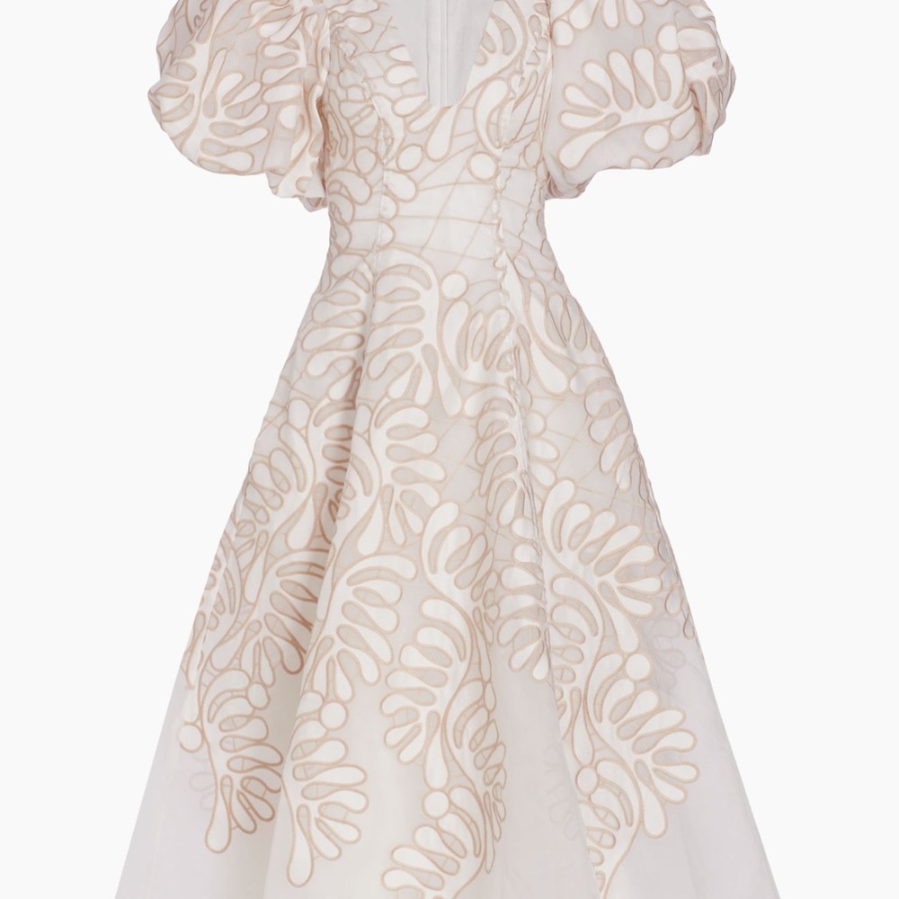 Aje Cream Flutter Sleeve Off-Shoulder A-Line Dress